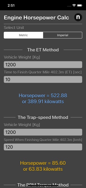 Engine Horsepower Calculator