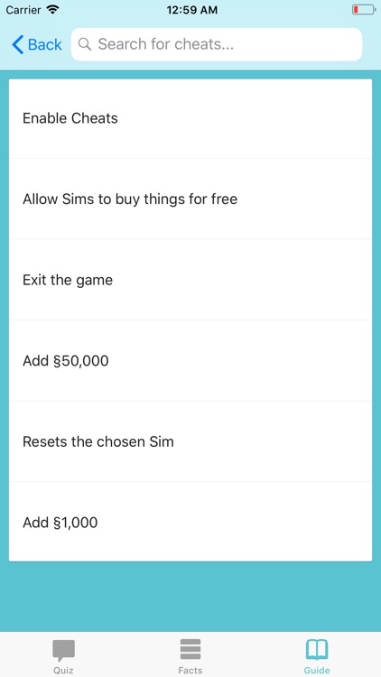 Cheats for The Sims