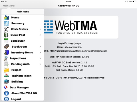 WebTMA GO SaaS screenshot 2