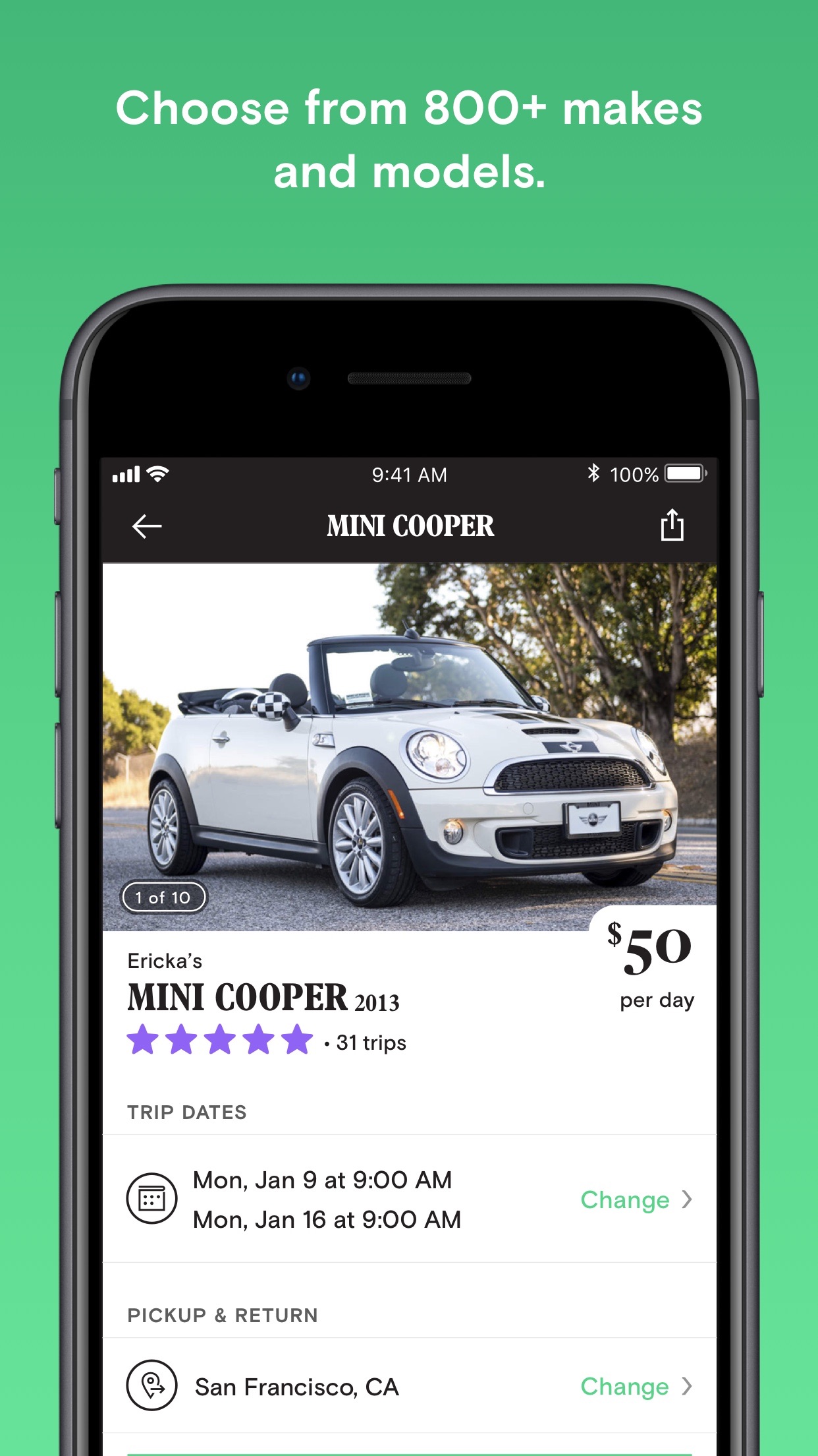 Screenshot do app Turo - Better Than Car Rental
