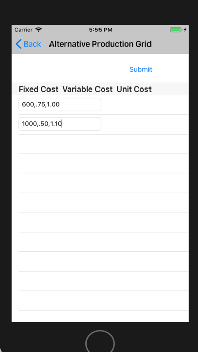Alternate Prod Cost Automated screenshot 2