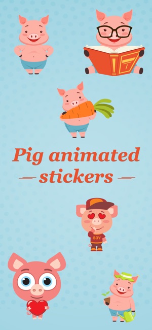 Animated Pink Pig Stickers