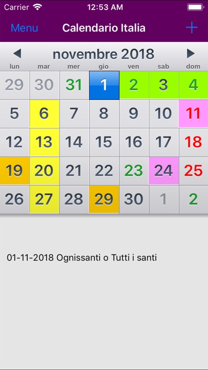 Calendario Italia 2019 NoAds