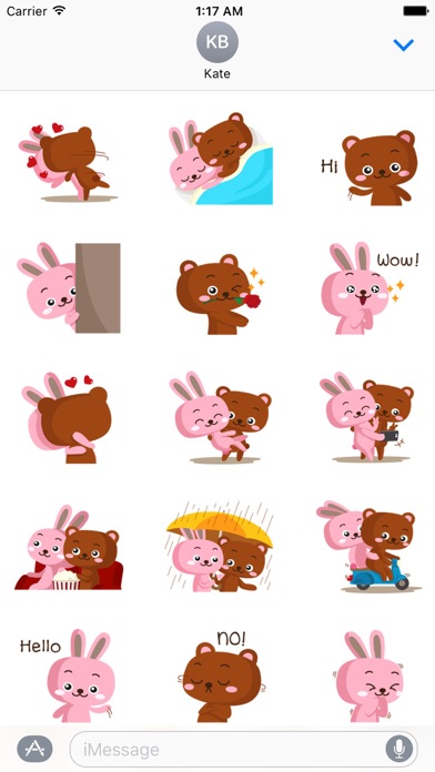 Bear and Rabbit Love LoveMoji screenshot 2