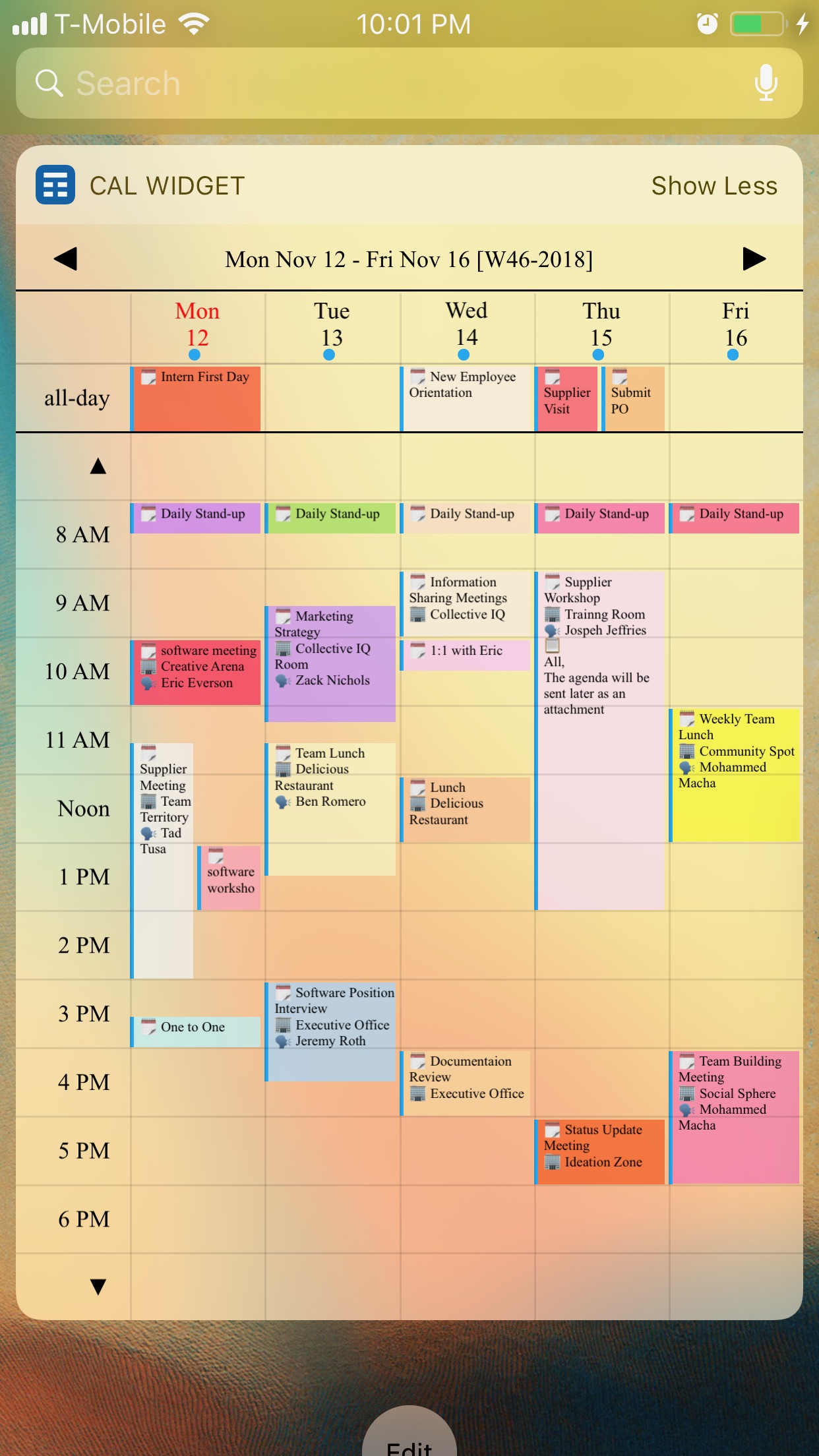Screenshot do app Week Calendar Widget Pro