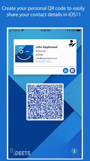 DEETS: QR Code Contact Card