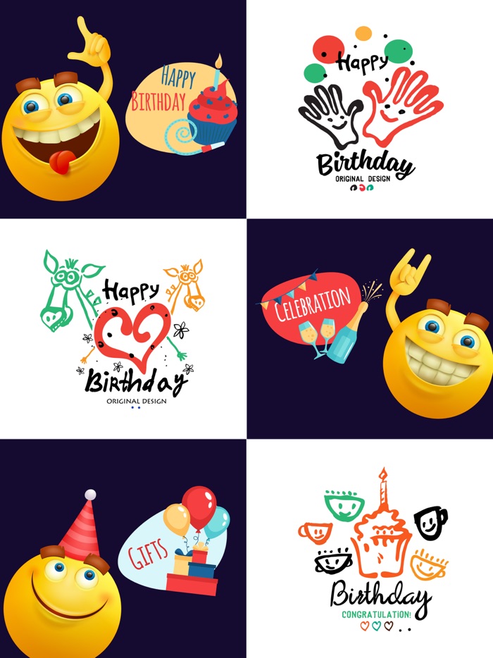 Birthday Party Stickers Wishes