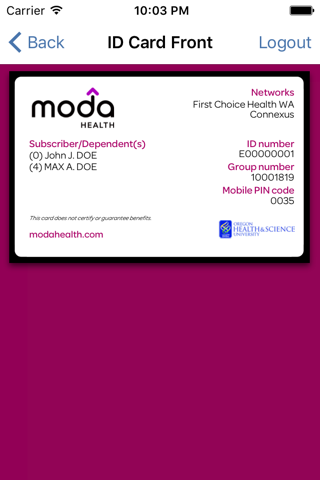 Moda Health Mobile ID Card screenshot 3