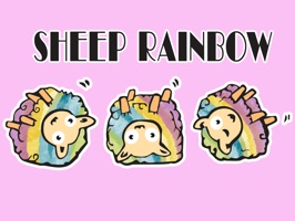 Decorate your iMessage chats adding Sheep rainbow stickers, different positions, expressions, tones and situations