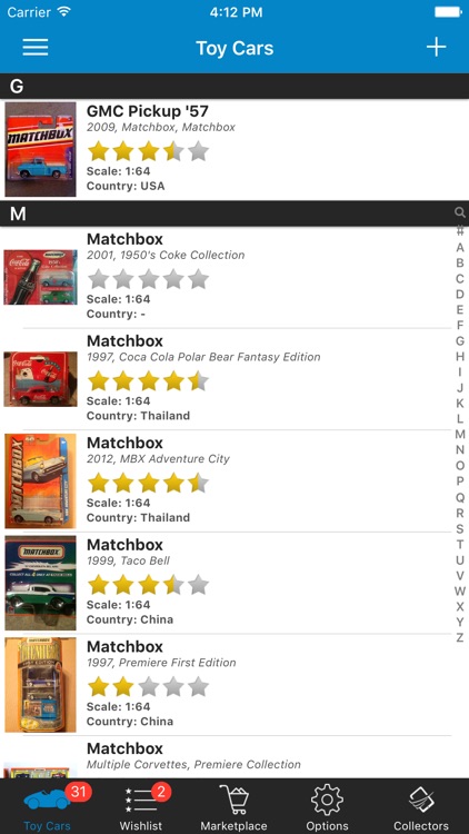 matchbox cars database