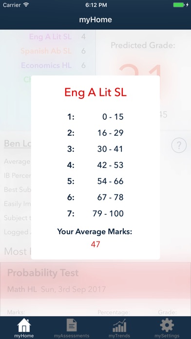 myPredictedGrade screenshot 4
