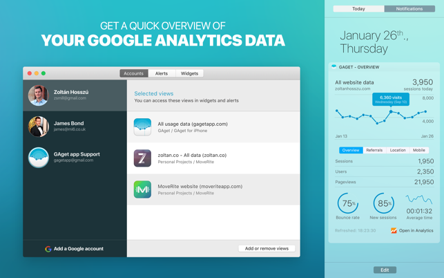 ‎GAget - for Google Analytics Screenshot
