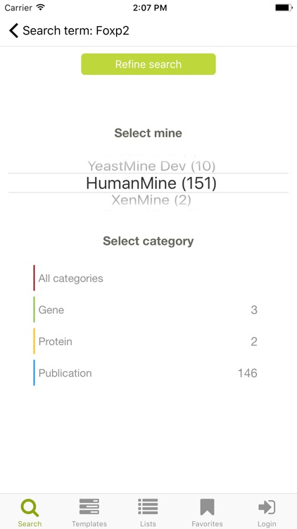 InterMine Gene Search