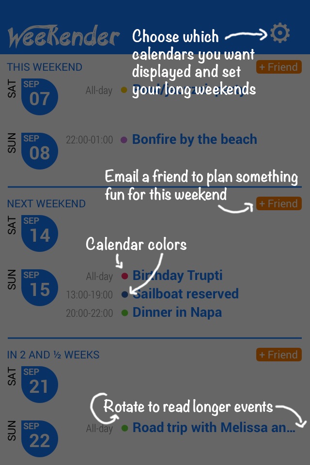 Weekender - Weekend Calendar screenshot 3