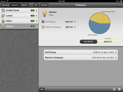 BillMinder 3 for iPad screenshot 2