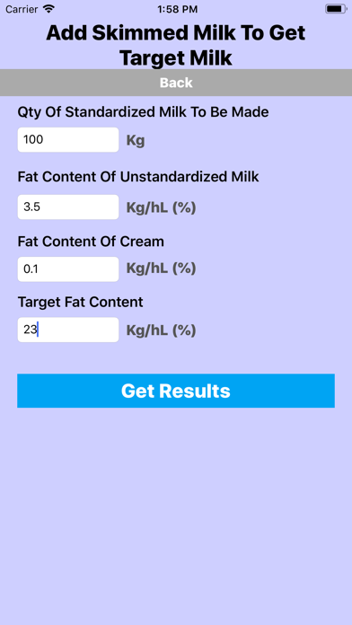 Milk Cream Standardization screenshot 3