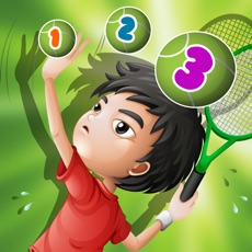 Activities of Action on the tennis court; counting game for children: learn to count 1 - 10