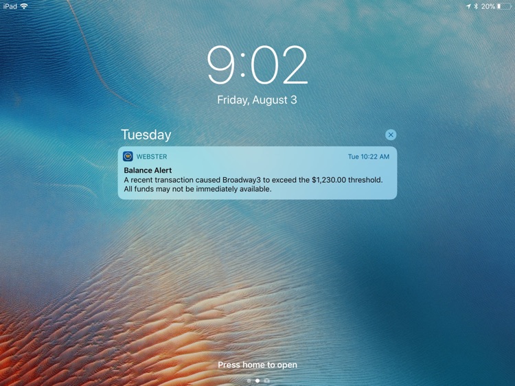 Webster Bank Mobile for iPad