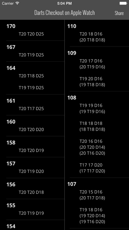 Darts Checkout on Apple Watch