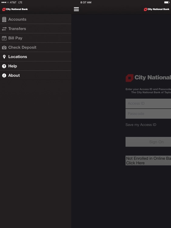 The City National Bank of Taylor iPad Version