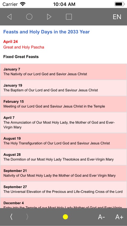 Orthodox Calendar
