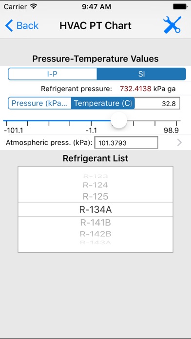 ASHRAE HVAC PT Chart screenshot 4