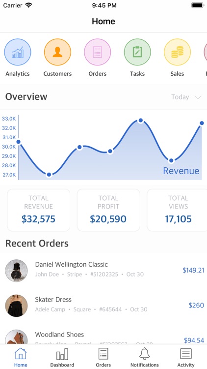 Dashboard - Instamobile