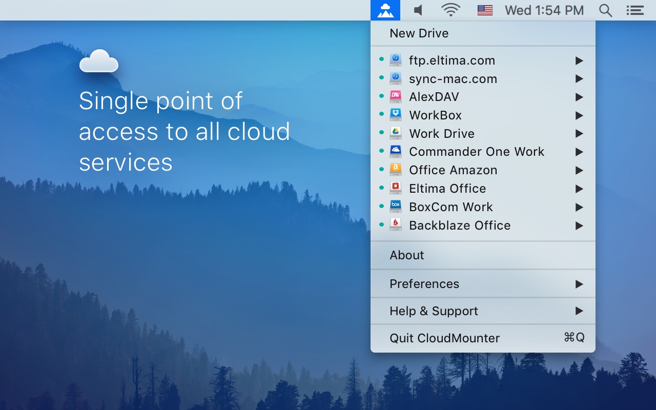 Screenshot do app CloudMounter: cloud encryption
