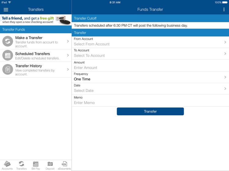 Think Mutual Bank App for iPad