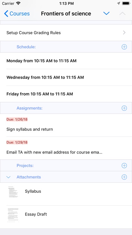 Assignments for iPhone