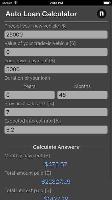 Auto Loan Calculator Plus screenshot 3