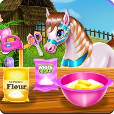 Activities of Pony cooking Rainbow Cake