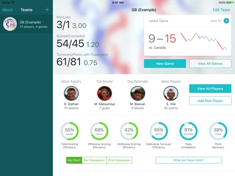 Statto: Ultimate Frisbee Stats screenshot 2