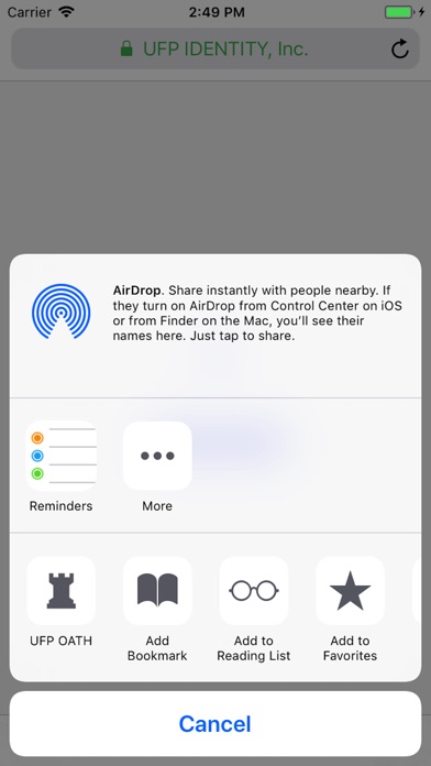 UFP IDENTITY OATH TOKEN 1.1.0 IOS