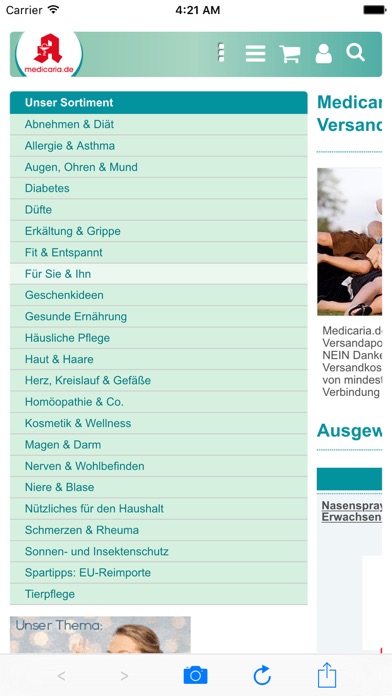 medicaria.de: Ihre Versandapotheke screenshot 2