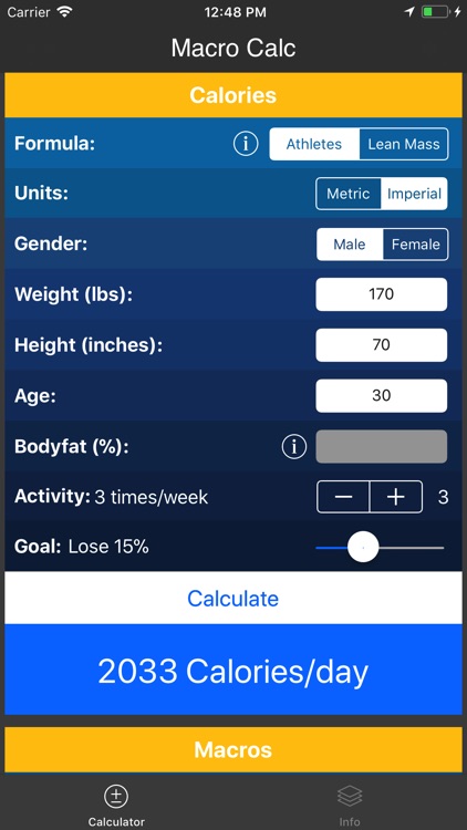 IIFYM Macro/Calorie Calculator
