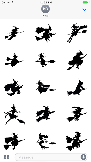 Witch on a broomstick sticker pack