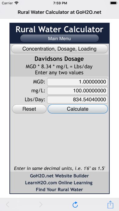 Rural Water Calculator screenshot 2