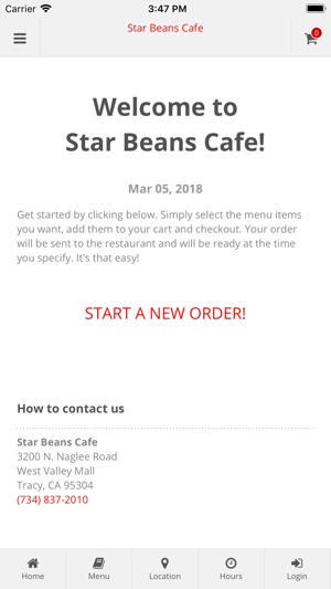 Star Beans Cafe App Orders