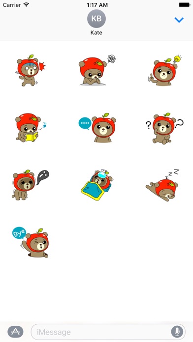 Cute Apple Bear Sticker screenshot 3