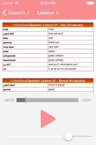 Spanish - Coffee Break, audio course screenshot 4