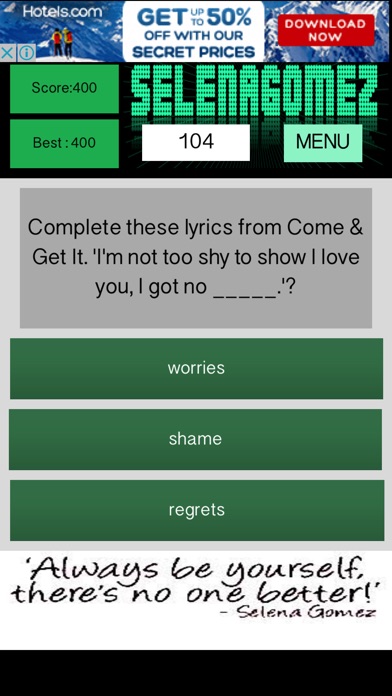 Unofficial Selena Gomez Quiz screenshot 2