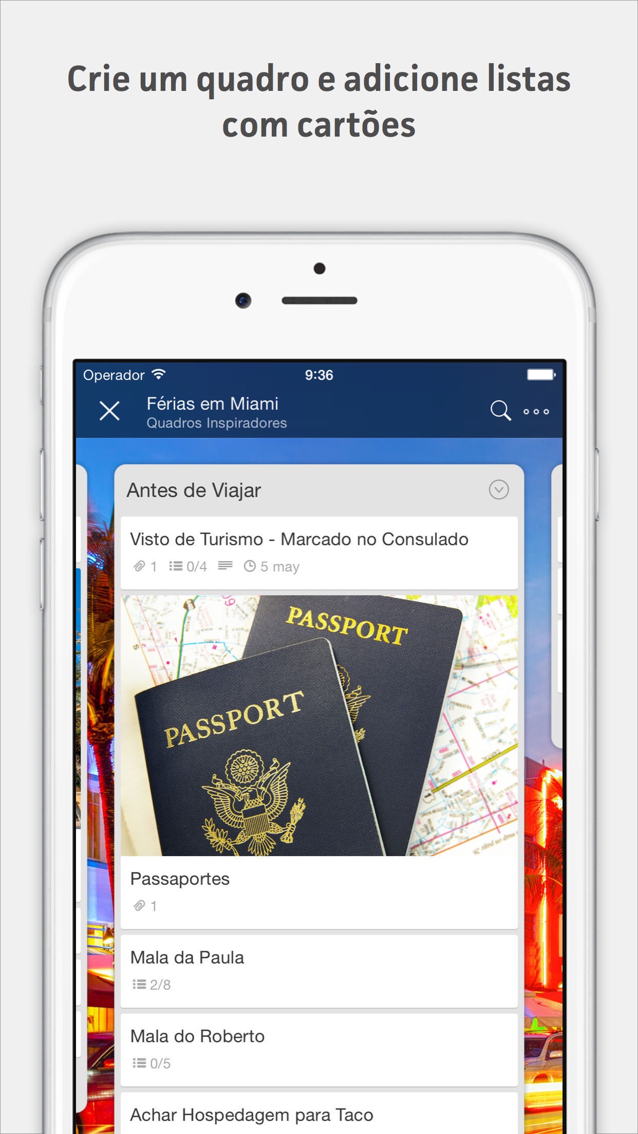 Screenshot do app Trello