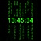 The program displays the current time on the device screen, simulating the effect of a waterfall of numbers