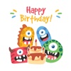 Birthdaye Card - Best Wishes with Cute Monsters