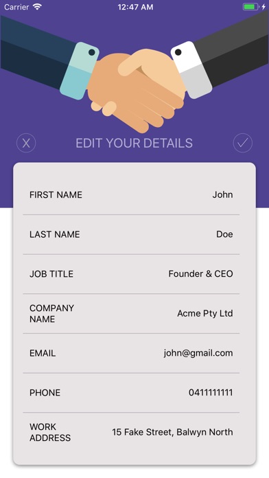 Lazy Contact - Business Card screenshot 1