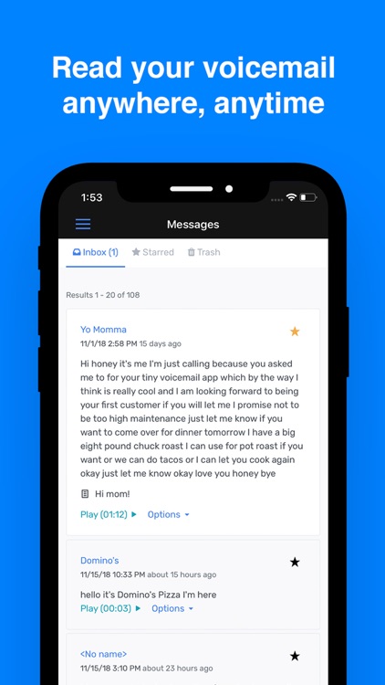 TinyVoicemail Visual Voicemail