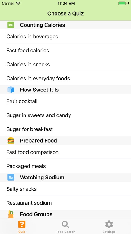 Calorie Quiz