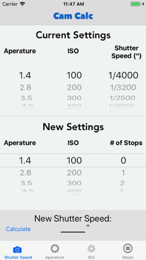 Camera Settings Calculator