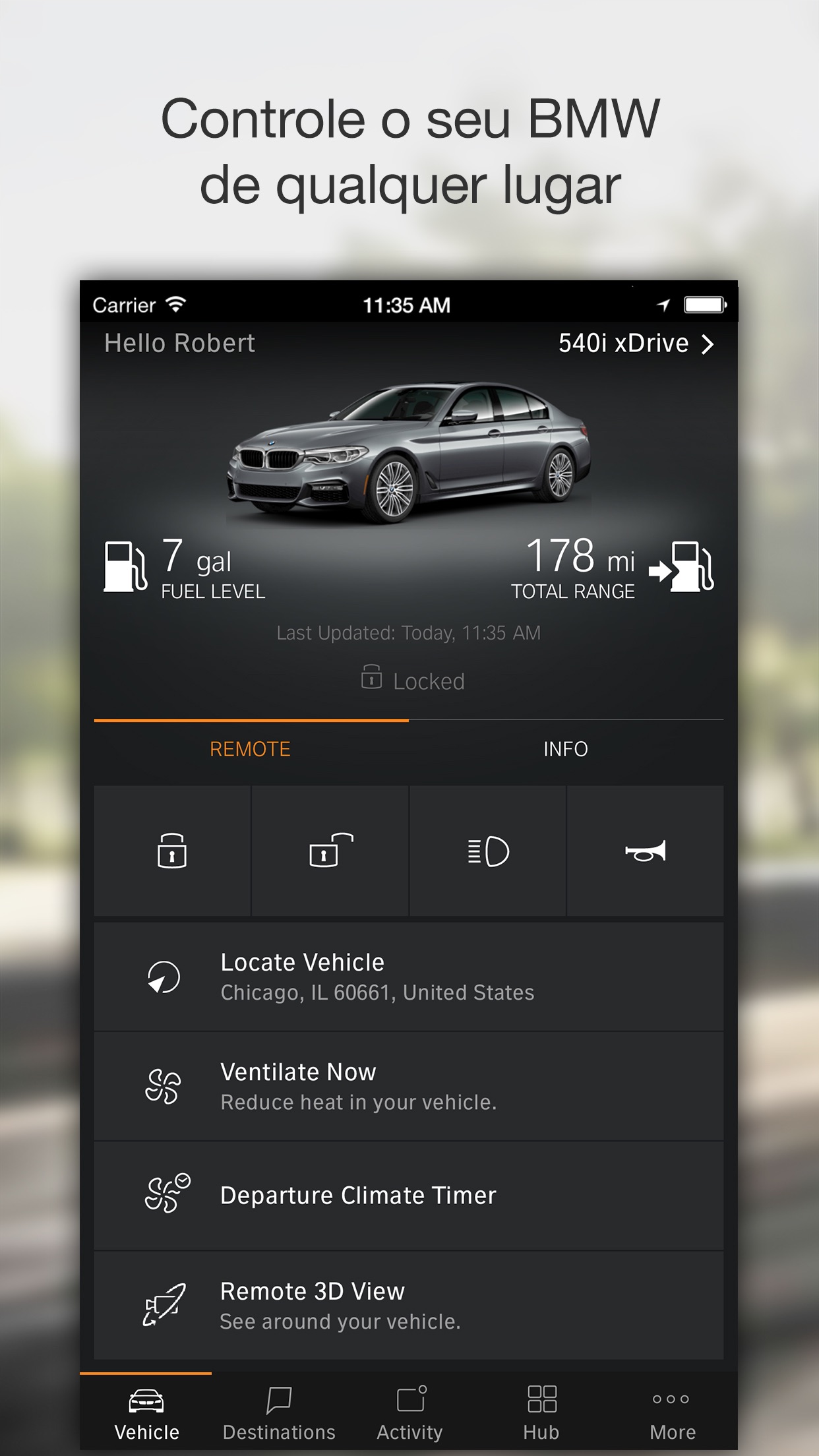 Screenshot do app BMW Connected